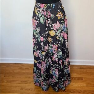 Floral Maxi Skirt - Black and Pink